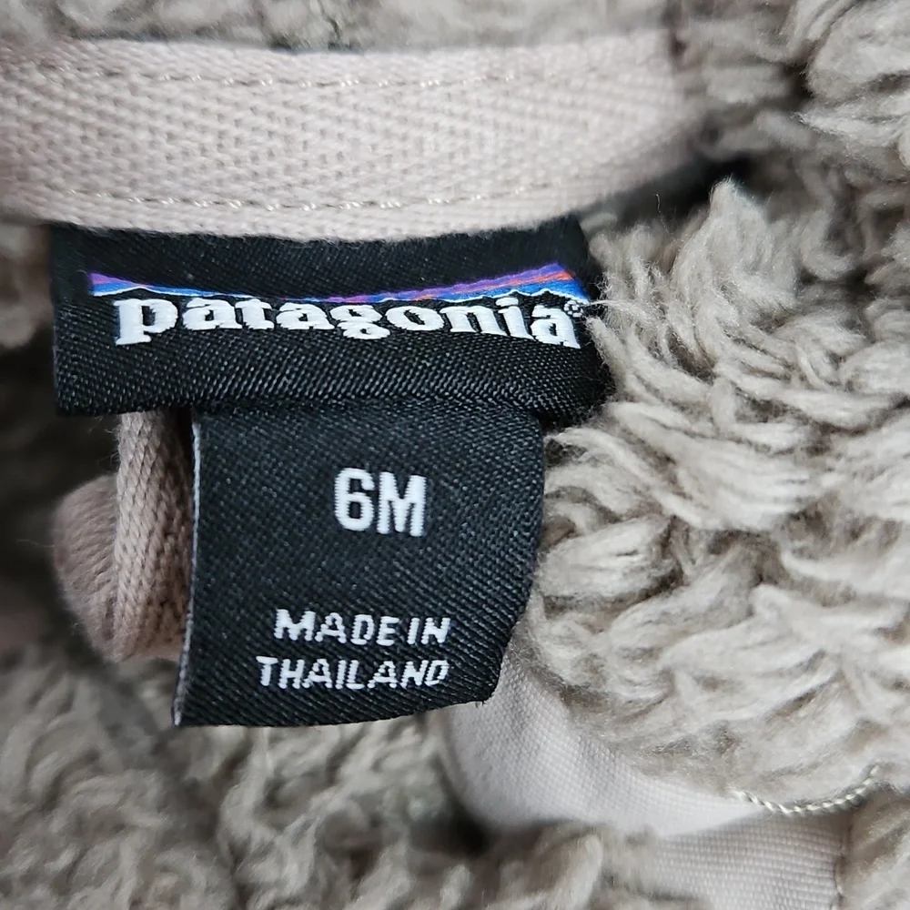 Patagonia Baby Los Gatos Taupe Button Up Fleece Hoodie Sz 6mos Infant